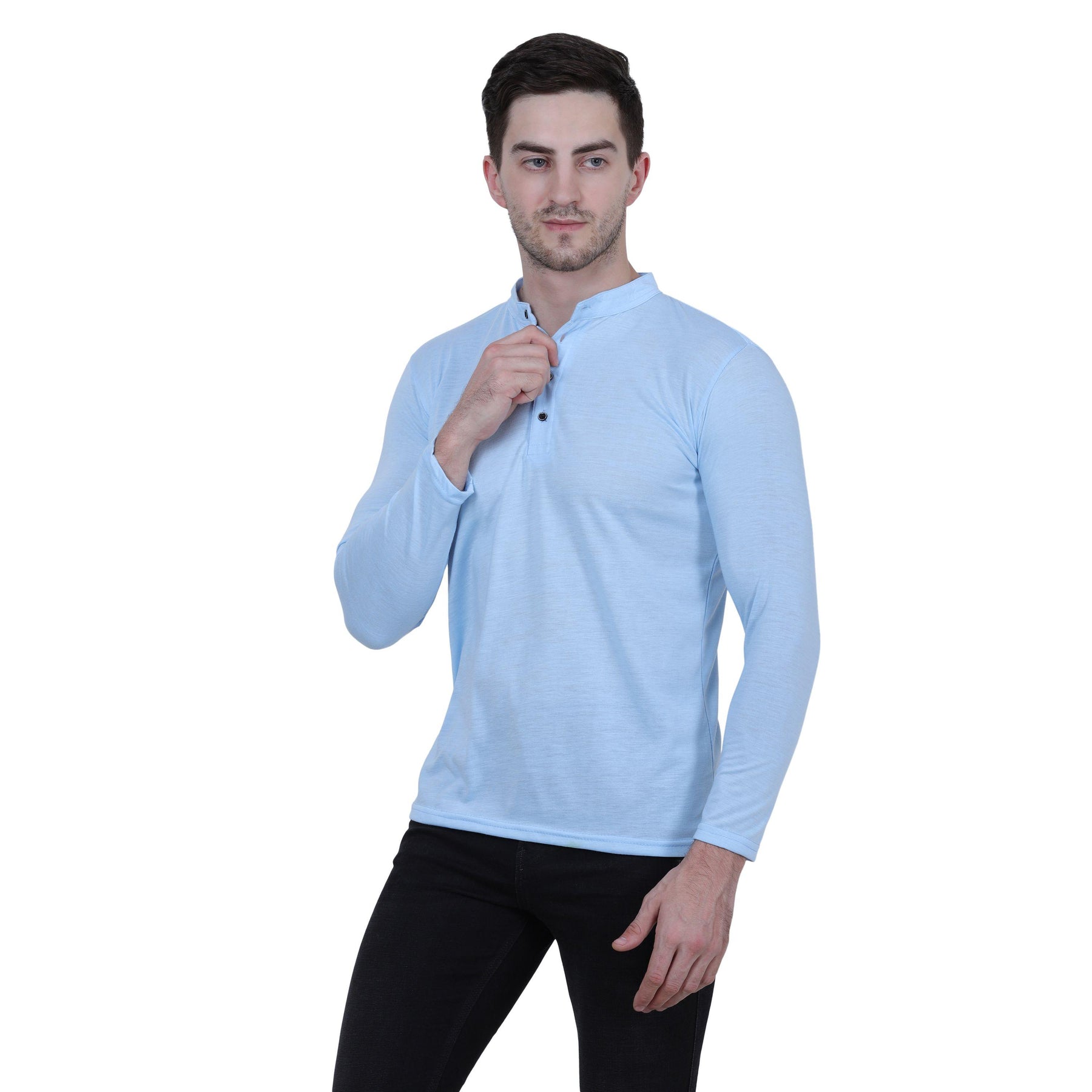 Cotton Blend Solid Full Sleeves T-Shirt