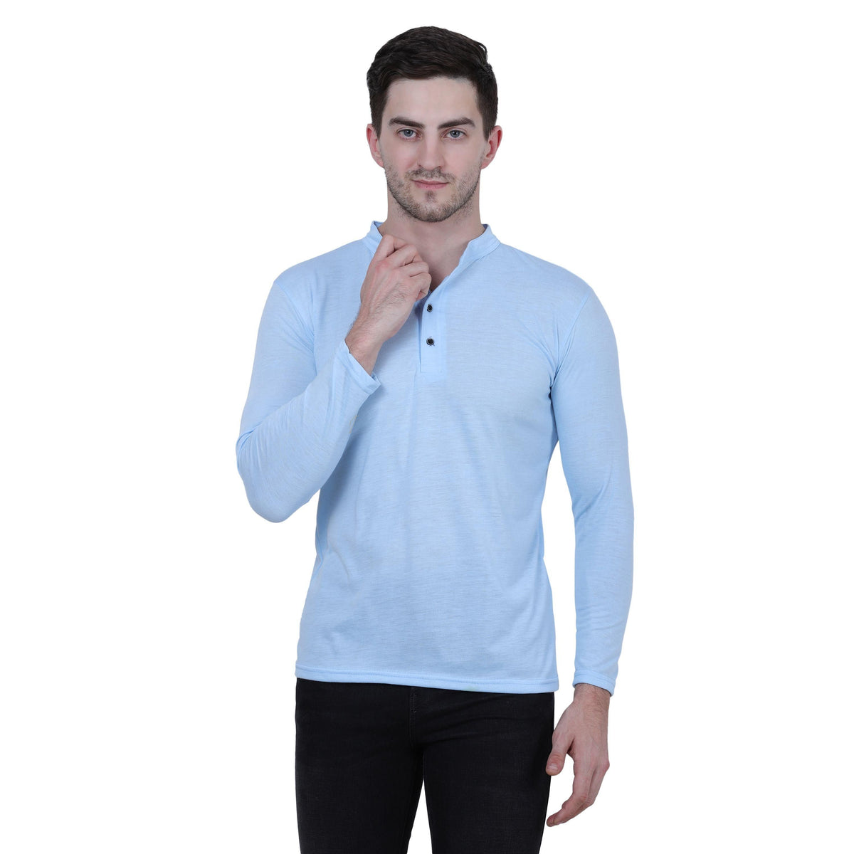 Cotton Blend Solid Full Sleeves T-Shirt