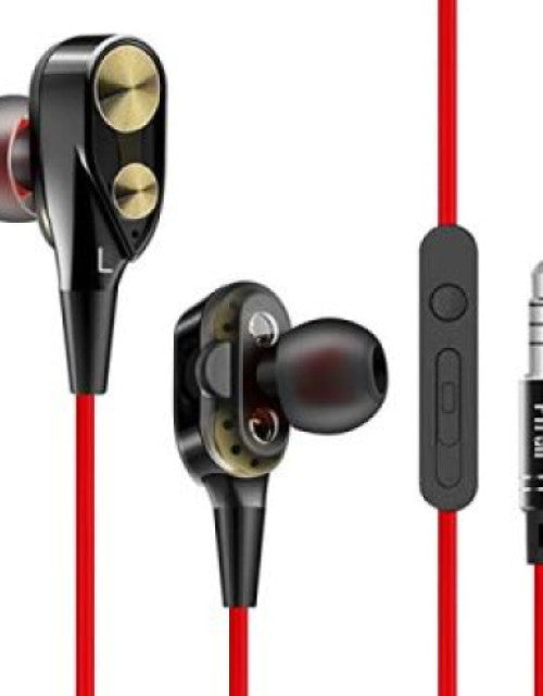 in-Ear Wired Earphones with 9 mm Dual Drivers, in-Line Mic, Powerful Bass, Noise Isolation, 3.5 mm Audio Jack